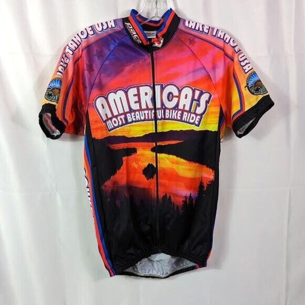 PACE Sportswear Cycling Jersey Small Full Zip Lake Tahoe USA Jon Paul